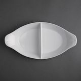 6X Olympia 6X Verdeelde Ovale Eared Gerechten 290X160mm Porselein Serveerplaten
