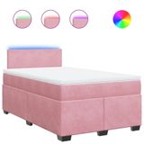 vidaXL Boxspringbed met matras, fluweel, roze, 120x200 cm
