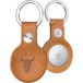 TORRO Porte-clés compatible avec AirTag : Étui en cuir véritable avec anneau en métal brossé (Marron clair)