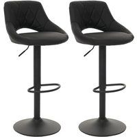 HWC Set van 2 barkrukken HWC-N64, barkruk tegenkruk, draaibare voetensteun, imitatieleer metaal ~ zwart