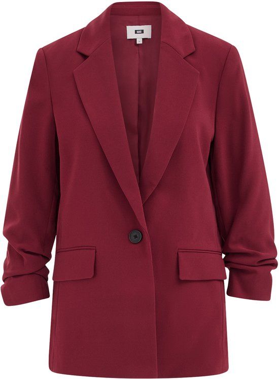 WE Fashion Dames slim fit blazer met rimpeleffect - Vintage red - Maat 38
