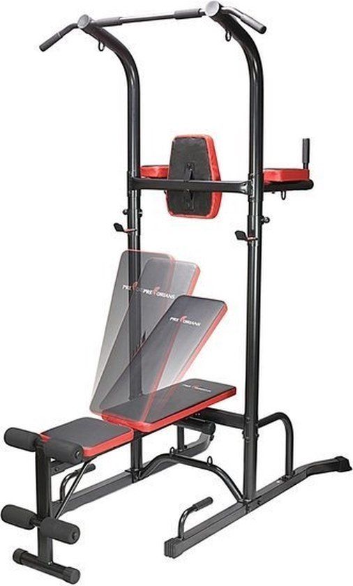 Viking Choice Halterbank sportbank met pull up bar - multifunctioneel - volledig verstelbaar - zwart/rood