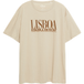 s.Oliver T-shirt in slub yarn met bedrukte voorkant en ronde hals