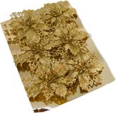 Gerimport Kerstboom bloemen op clip - 12 stuks - goud - kunststof