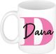 Bellatio Decorations Naam mok Dana - roze - wit - keramiek - 300 ml - cadeau beker