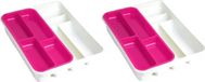 PLASTICFORTE bestekbak wit kunststof - 40x30 cm - roze oplegbakje - 6 vakken - verschuifbare tray