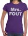 Bellatio Decorations Mrs. Fout zilver glitter tekst - t-shirt - paars - voor dames - foute party kleding - Carnaval verkleedkleding XS
