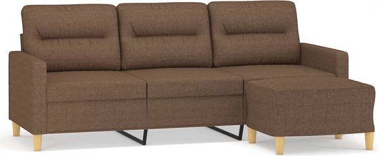 vidaXL Driezitsbank met voetenbank 180 cm stof bruin
