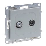 LEGRAND SEANO enkele doos TV-SAT, 2 kabels, sterbekabeling HD-TV, aansluitdemping: 1,5 dB, kleur: aluminium gelakt, 765270