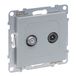 LEGRAND SEANO enkele doos TV-SAT, 2 kabels, sterbekabeling HD-TV, aansluitdemping: 1,5 dB, kleur: aluminium gelakt, 765270