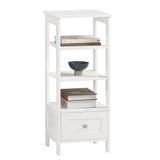 SoBuy FBT91-W Bijzettafel - Witte Opbergtafel met Lade voor Woonkamer