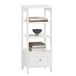 SoBuy FBT91-W Bijzettafel - Witte Opbergtafel met Lade voor Woonkamer