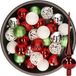 Decoris Kerstballen - 37 ST - kunststof - 6 cm - wit-rood-zilver-groen - met glazen piek