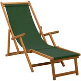 vidaXL Opvouwbare zonnebed 3 Positie Massief Eucalyptus Hout Groen