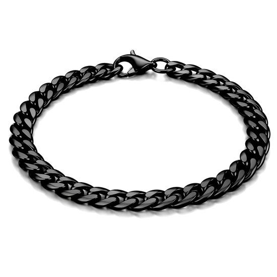 LGT JWLS Stalen heren armband Gourmet schakel Zwart 5mm-18cm