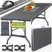 Tillvex Table de jardin, pliable, plastique, 180 x 75 cm, table buffet avec poignée de transport, table pliante pour jardin, terrasse et balcon, table de camping pour 8 personnes