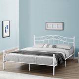 en.casa Florenz Metalen-frame bed met lattenbodem - wit - 200x160cm