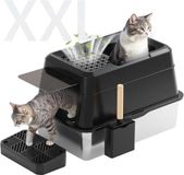 OEM RVS kattenbak XXL, 26 liter inhoud, zwart