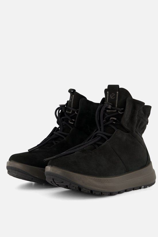 Ecco Solice Veterboots Zwart Nubuck - Maat 38