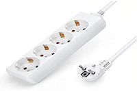 Witte stekkerdoos zonder schakelaar met 3G-kabel 1,0 mm² 1,5 m, Duitse stekkerdoos wit (4 stopcontacten, 1,0 mm² 1,5 m)