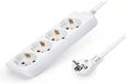 Witte stekkerdoos zonder schakelaar met 3G-kabel 1,0 mm² 1,5 m, Duitse stekkerdoos wit (4 stopcontacten, 1,0 mm² 1,5 m)