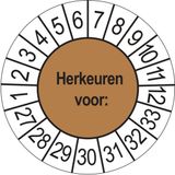 Merkloos / Sans marque Ricard Keuringsstickers Herkeuren voor 2027 | 50 stuks, Ø 35 mm | Bruin