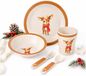 Merkloos / Sans marque Koopman International Kerst servies setje - 5-delig - met rendier - voor kinderen - ontbijtset - kerstdiner