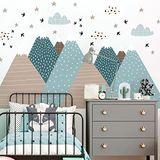 Muursticker Vika Muursticker kinderen decoratie babykamer muursticker kinderkamer muursticker Scandinavische muursticker reuzenbergen Scandinavië H60 x B90 cm