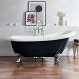 Hudson Reed Vrijstaand Bad Klassiek 171cm x 74cm - Midnight Black (Noir), avec pieds de baignoire chromés | Oxford