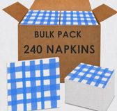 Talking Tables 240 x blauwe gingham wegwerp-servetten, gerecycleerde geruite papieren serviettes voor picknick, BBQ & Al Fresco dineren, verjaardag, bruiloft, 3-laags, 33 cm
