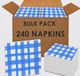 Talking Tables 240 x blauwe gingham wegwerp-servetten, gerecycleerde geruite papieren serviettes voor picknick, BBQ & Al Fresco dineren, verjaardag, bruiloft, 3-laags, 33 cm