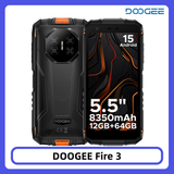 DOOGEE Fire 3 Robuuste Telefoon 5,5" HD+ Scherm 12GB+64GB 8350mAh Batterij 13MP Camera Widevine L1 NFC IP68 Android 15 Smartphone