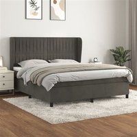 vidaXL Sommier à Lattes de Lit et Matelas, Lit Rembourré, Lit Double, Lit Adulte de Chambre à Coucher Intérieur, Moderne, Gris Foncé 160x200cm Velours