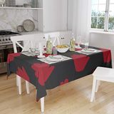 Bonamaison Tafelkleed, Anti-Mold, Sneldrogend, Waterdicht, 100% Polyester Tafellaken, rood Zwart, 140 x 160 Cm