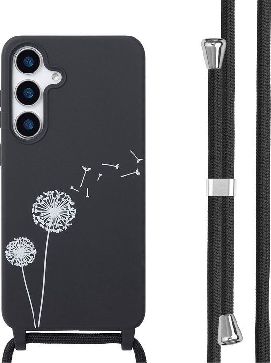 imoshion Hoesje - Geschikt voor Samsung Galaxy S25 Plus - Siliconen design hoesje met koord - Dandelion Black