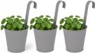 Pro Garden Petit pot de fleurs avec crochet - 3x - jardinière zinc avec crochet de suspension - gris - 20 x 13 x 26 cm - suspendu - Pot de balcon/clôture