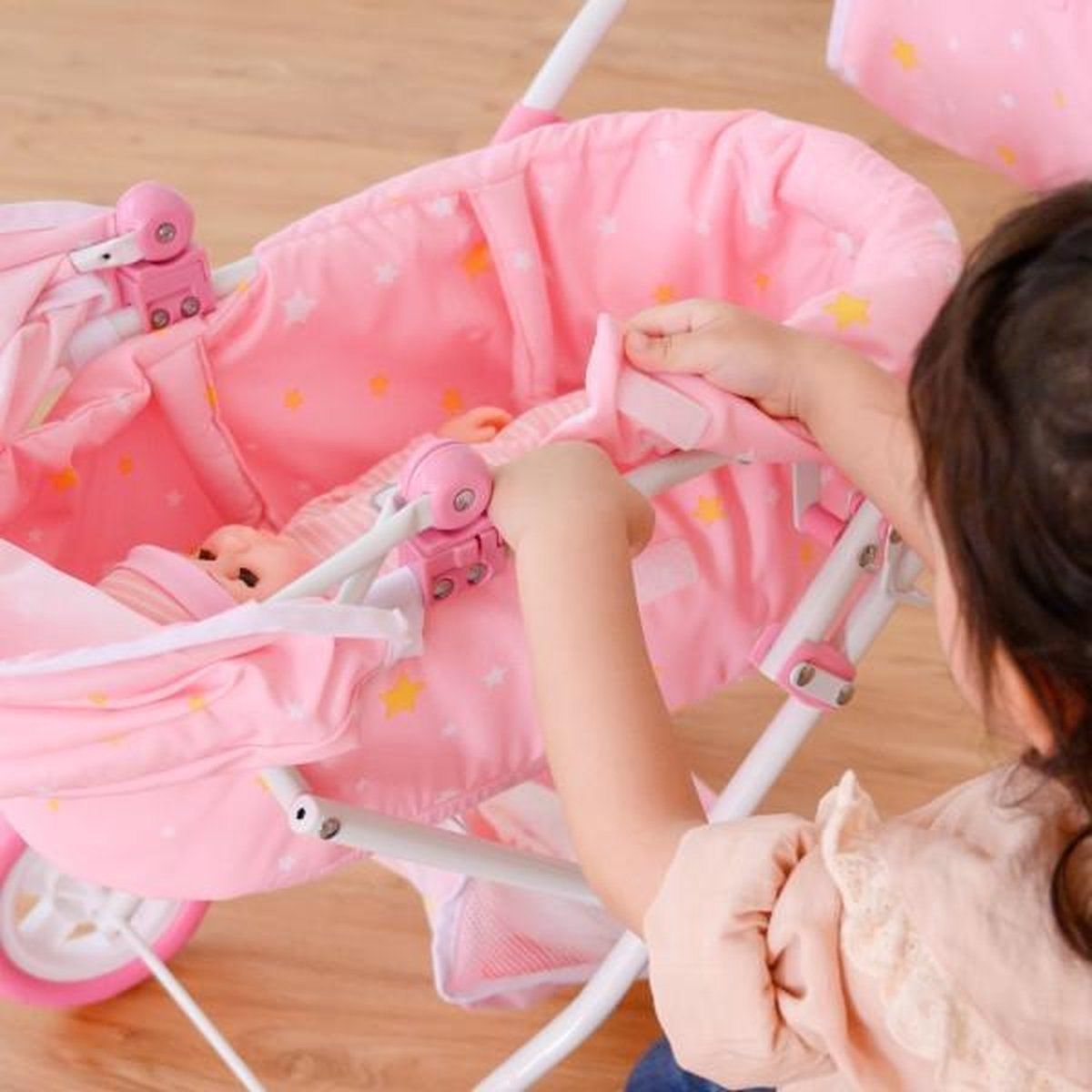 Olivia's Little World Twinkle Stars Deluxe babypop kinderwagen roze