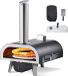 Four à pizza sans marque - à bois et à granulés - Diamètre 30,5 cm - Thermomètre - Rotation électrique - Portable - Set avec pierre à pizza, sac de transport, pelle à pizza