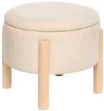 Atmosphera Pouf de rangement Elki Ø 45.5 cm Chenille Blanc