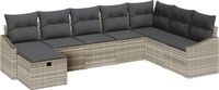 vidaXL Bankstel 9-zits Polyrattan Lichtgrijs/Donkergrijs