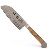 GÜDE Solingen - Santoku-mes met Kuiltjes gesmeed, 14 cm, olijfhout, ALPHA OLIVE, dubbele bolster, Handgemaakt Duitsland