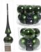 Decoris Kaemingk B.V. Compleet glazen kerstballen pakket donkergroen glans/mat 33 stuks met piek glans - 20x 6 cm - 12x 8 cm