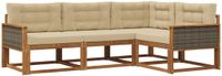 vidaXL - Acacia Hout Loungeset - Hoek loungeset - 4 zitplekken - Natuurlijk en Beige