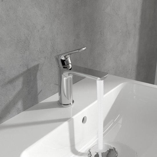 Villeroy &amp; Boch O.novo Eengreeps wastafelkraan met trekstang-afvoergarnituur - chroom