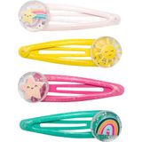 GRUSS & CO 70117 Haarspeldenset, motief "regenboog", cadeauset met 4 haarspelden, cadeau voor kinderverjaardag, schooltas, meisjes