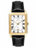 GANT G197002 Staten Island herenhorloge, goudkleurig, roestvrij staal, zwarte leren band, witte wijzerplaat, kwarts, 5 ATM