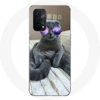 Maniacase Etui voor Oppo A54 5G Cat met paarse bril