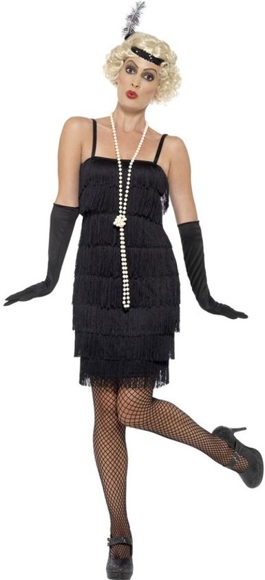 Feestwinkel Direct Flapper Costume Black with Short Dress Headband & Gloves