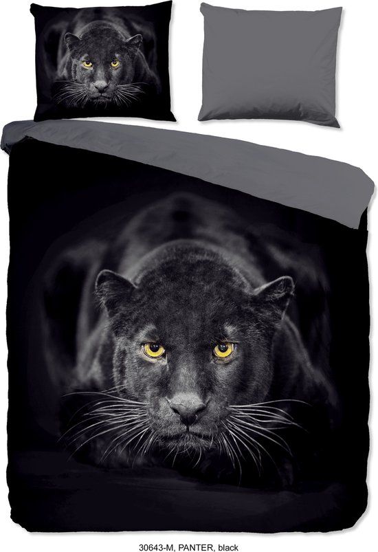 Pure dekbedovertrek zwarte panter - Lits jumeaux 240x200/220 cm - Zwart - Microvezel