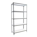 Simon Rack Metalen stelling 2000x1100x400 mm - Simonclick | 5 niveaus, Metalen legbord, 200 kg buigbelasting, Corrosiewerende coating, Montage met kliksysteem, Antraciet/Wit